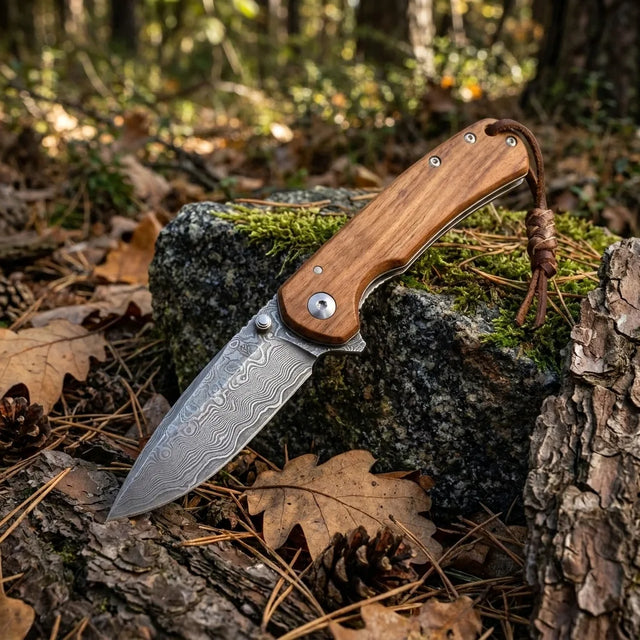 Damascus Folding Knife Damas EDC Collectible Gift - 5436