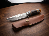 Damascus Hunting Fixed Blade Knife Outdoor EDC - 4016