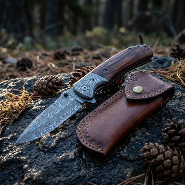 Damascus EDC Folder VG10 Flounder Camping EDC Folder - 5569