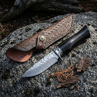 Damascus Straight Knife Hunt Collectible Fixed Blade - 5349