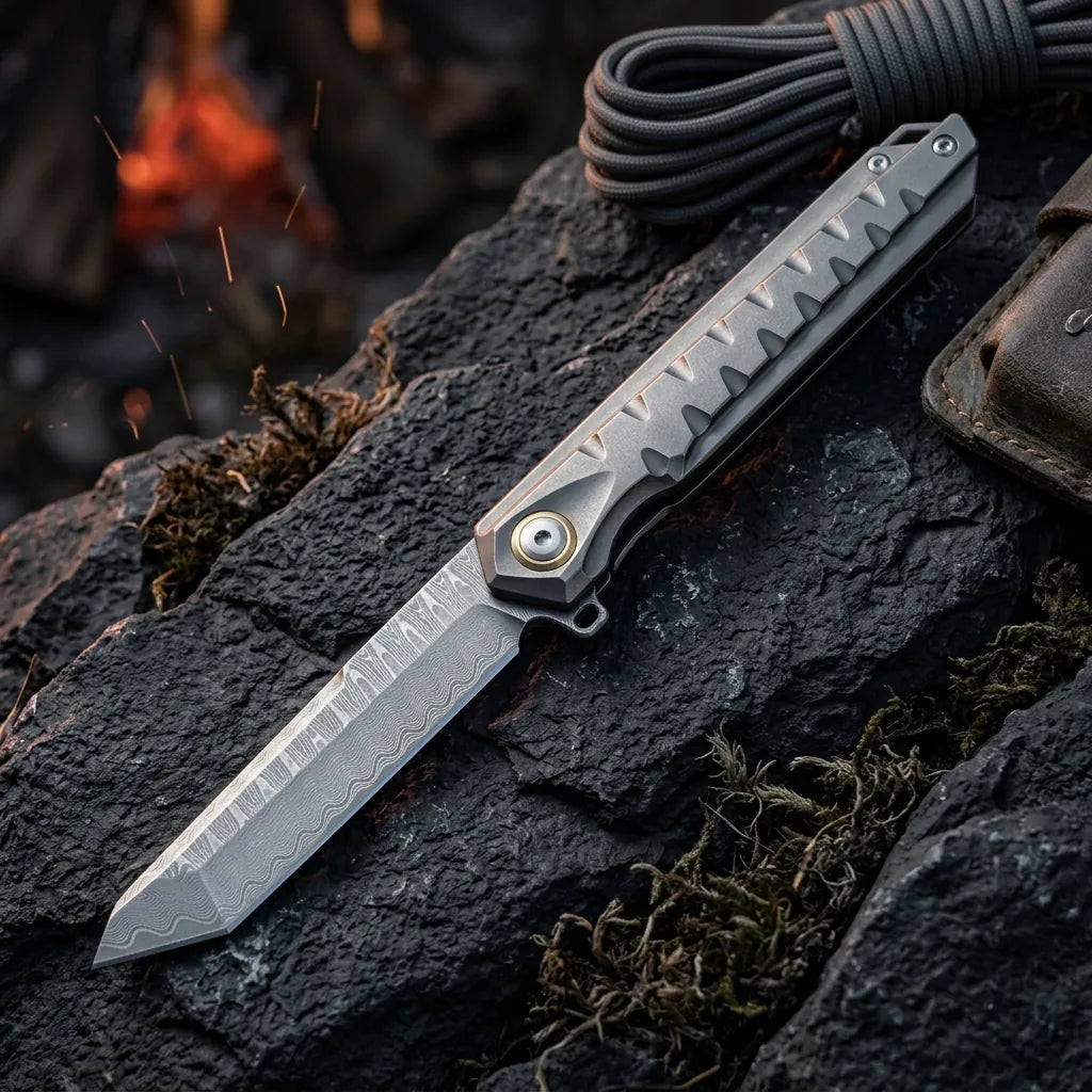 Damascus Folding Knife Thund EDC Collectible Gift - 6191