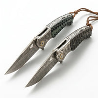 Damascus EDC Folder Golden Eagle EDC Collectible Gift - 7065
