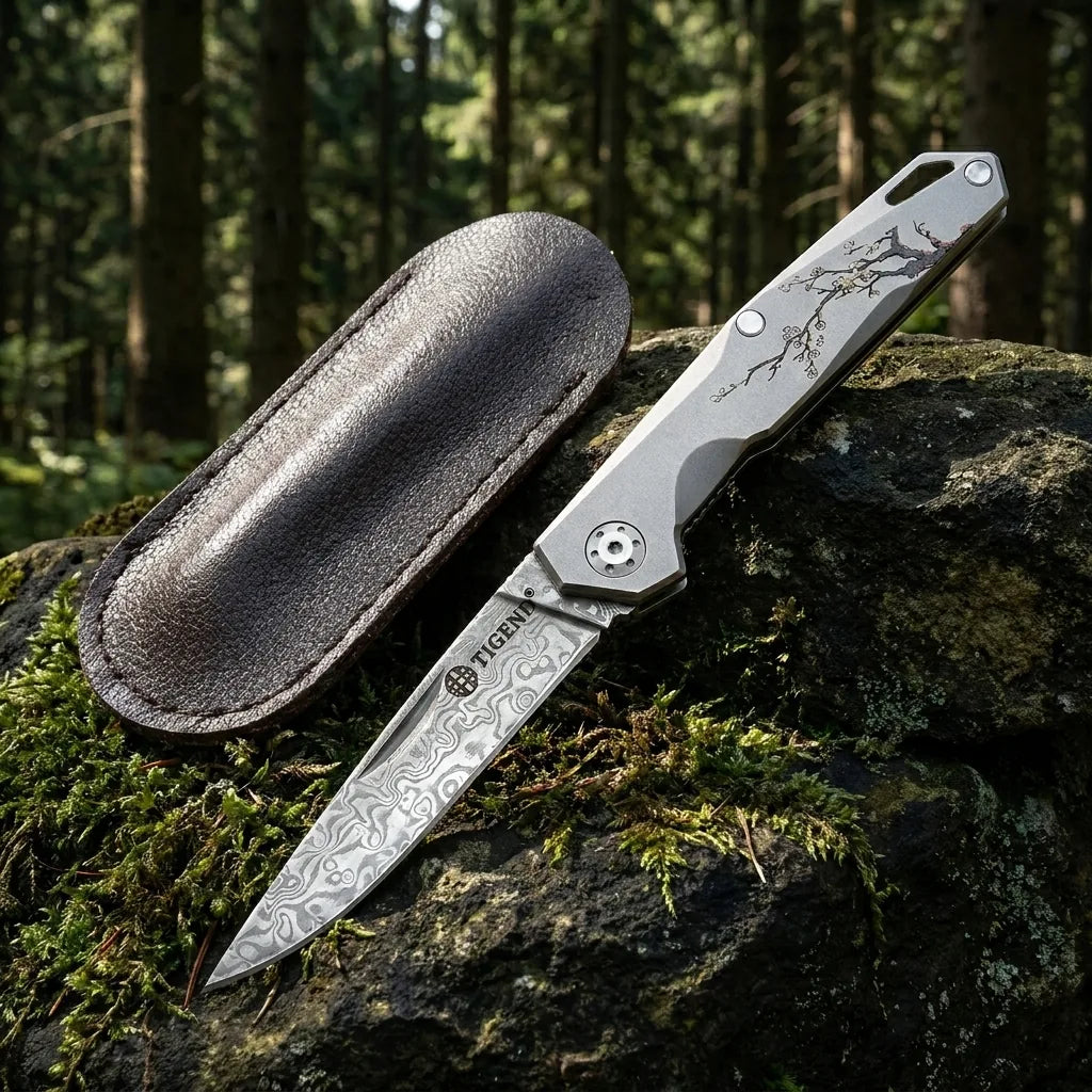 Damascus Folding Knife Damas EDC Collectible Gift - 5636