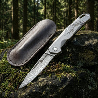 Damascus Folding Knife Damas EDC Collectible Gift - 5636