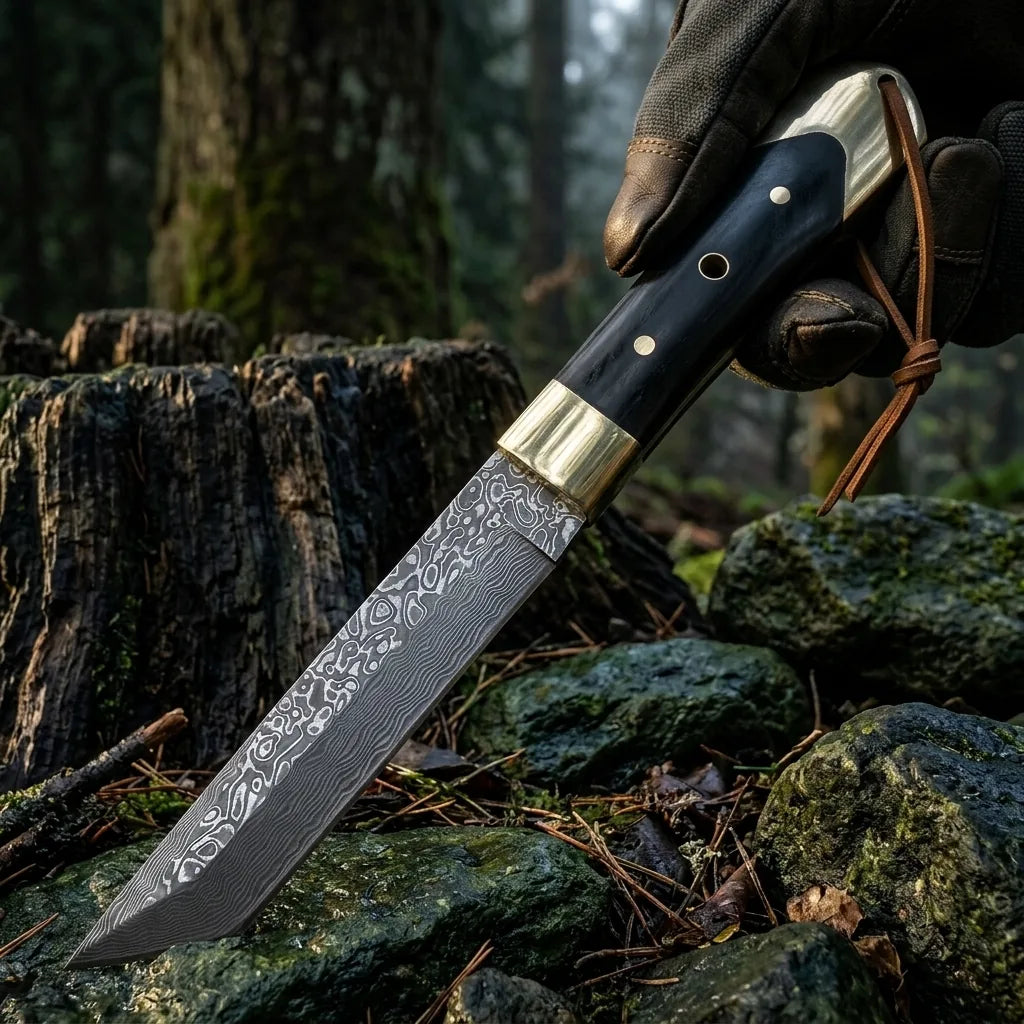Damascus Straight Knife Upgr Collectible Fixed Blade - 5550
