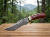 Damascus Outdoor Fixed Blade Knife – Mantis M21420 Outdoor Camping EDC Handcrafted Knife: Collectible Gift, Display Piece, Hand-Forged Artistic Gift Edition for Outdoor Use