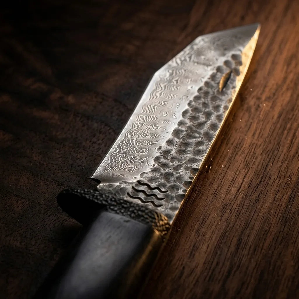 Damascus Straight Knife Chun Collectible Fixed Blade - 5619