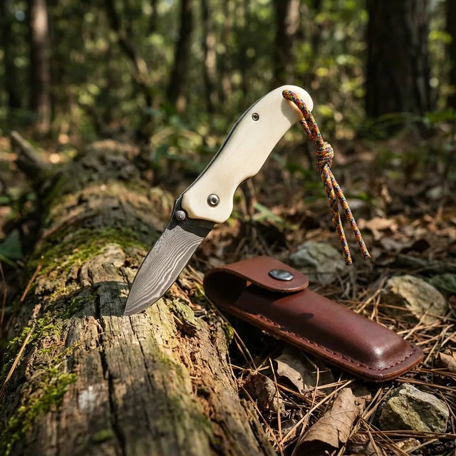 Damascus Folding Knife Damas EDC Collectible Gift - 4008