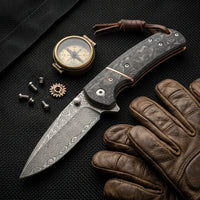 Damascus Folding Knife Night EDC Collectible Gift - 6175