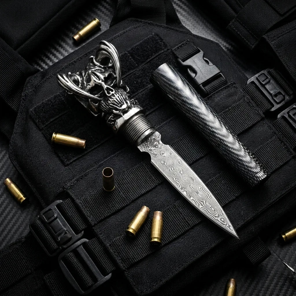 Damascus Straight Knife Stee Collectible Fixed Blade - 5235