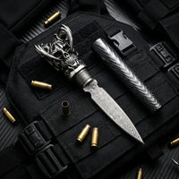 Damascus Straight Knife Stee Collectible Fixed Blade - 5235