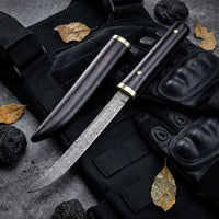 Damascus Straight Knife Mini Collectible Fixed Blade - 5539