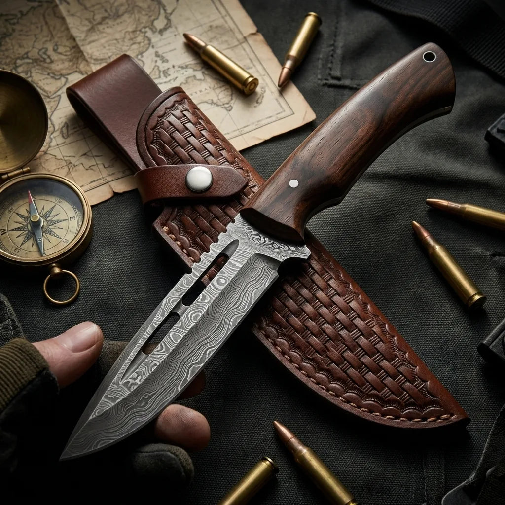 Damascus Straight Knife Tianyi Layered Steel Straight - 5725