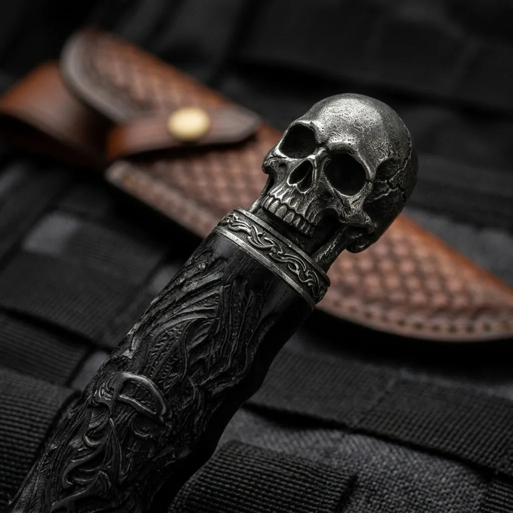 Damascus Fixed Blade Black Knight Camping Fixed Knife - 5790