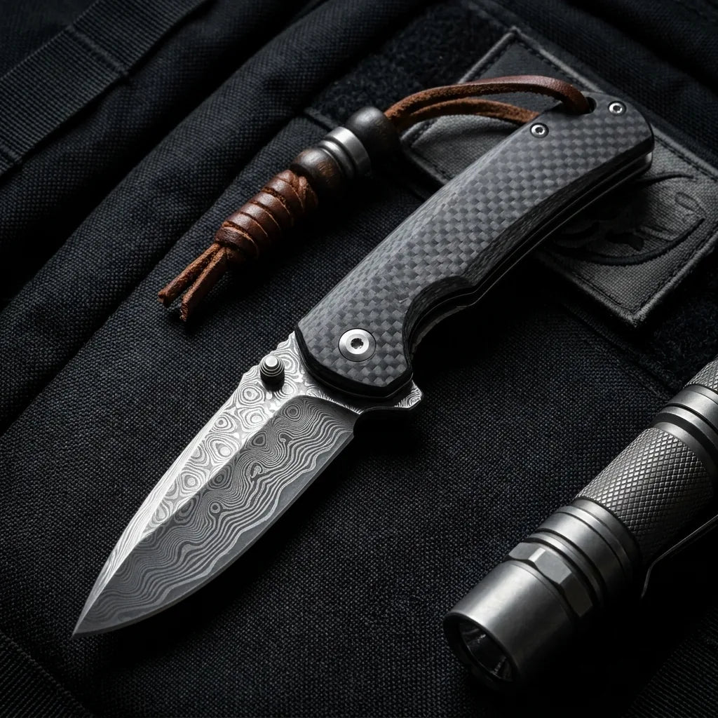 Damascus Folding Knife VG10  EDC Collectible Gift - 5660
