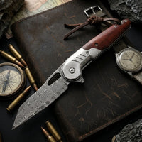 Damascus Folding Knife LUOKE EDC Collectible Gift - 6036