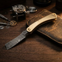 Damascus Folding Knife Mini  EDC Collectible Gift - 4967