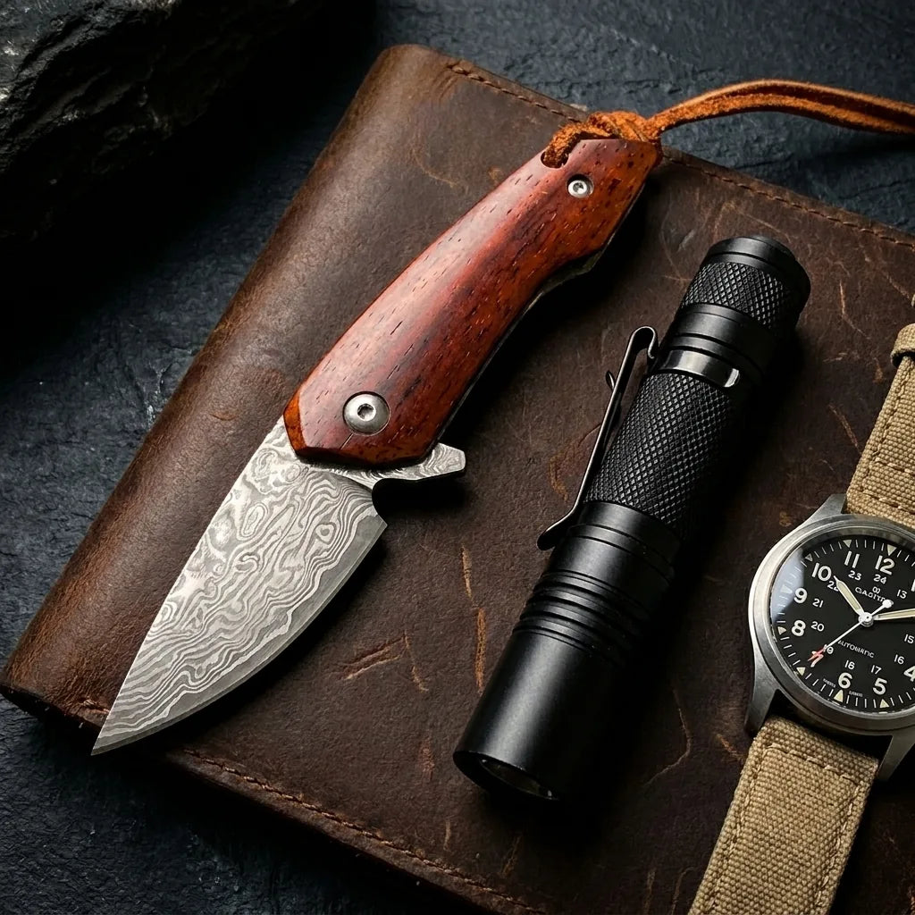 Damascus Folding Knife VG10  EDC Collectible Gift - 5557
