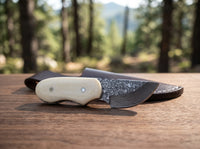 Damascus Mini Tactical Dagger Bone Handle Outdoor - 3760