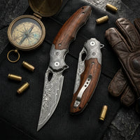 Damascus Folding Knife Spiri EDC Collectible Gift - 7103