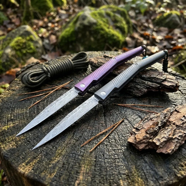 Damascus Folding Knife Water EDC Collectible Gift - 4678