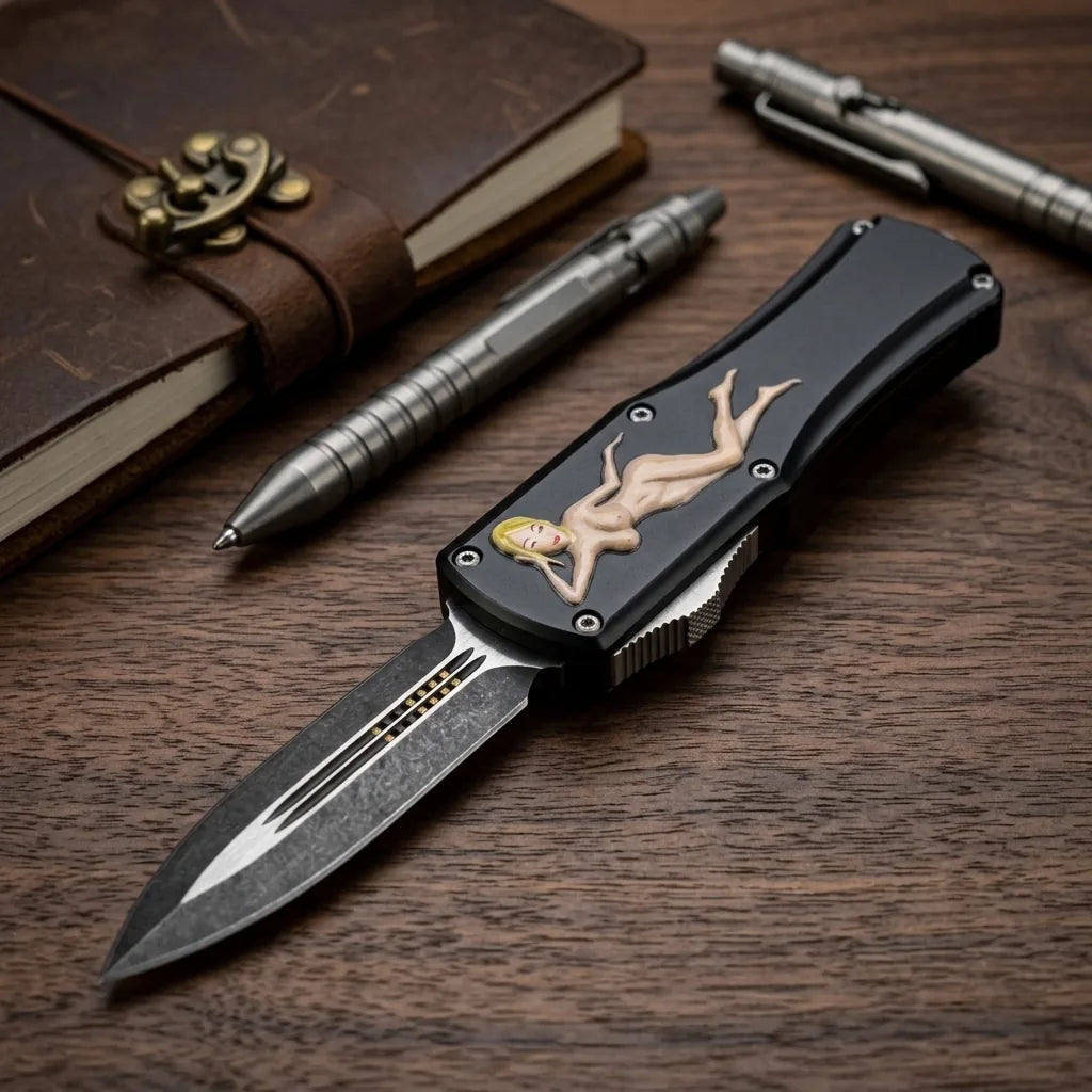Spring Automatic Knife Naked Girl Pocket Spring Steel - 6113