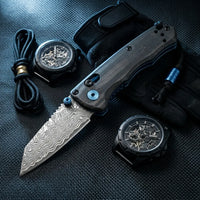Damascus Folding Knife BENCH EDC Collectible Gift - 6502
