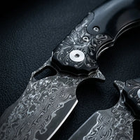 Damascus Folding Knife Drago EDC Collectible Gift - 7104