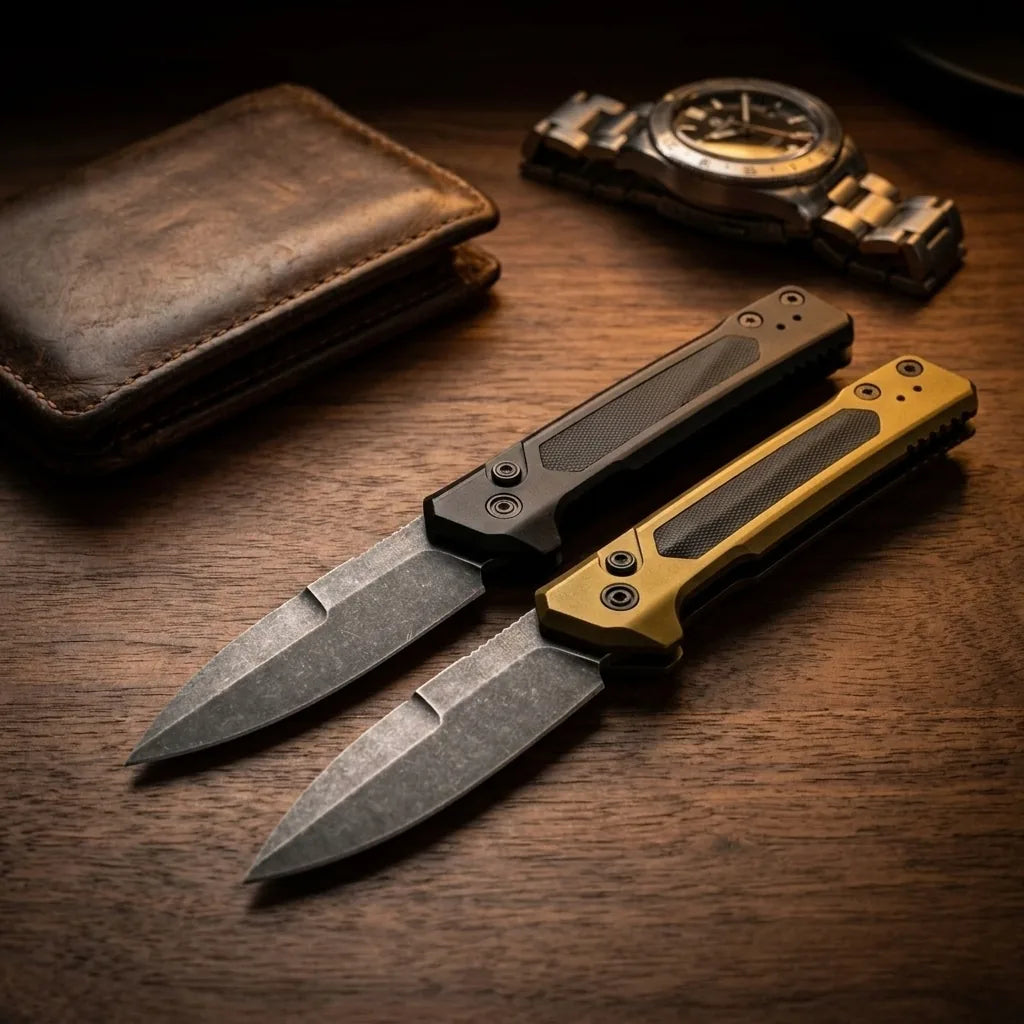 OTF Stiletto Knife 7205 Side Jump Pocket Spring Steel - 7257