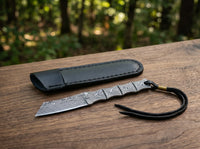 Damascus Camping Fixed Blade Knife Bamboo EDC Blade 2932