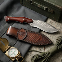Damascus Straight Knife Wuzu Collectible Fixed Blade - 5311