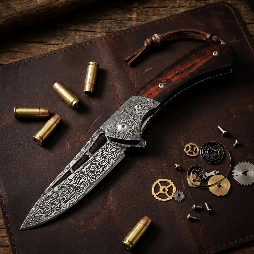Damascus Folding Knife VG10  EDC Collectible Gift - 5352