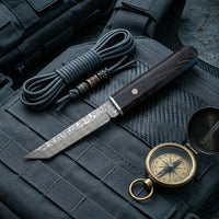 Damascus Straight Knife Kend Collectible Fixed Blade - 5594