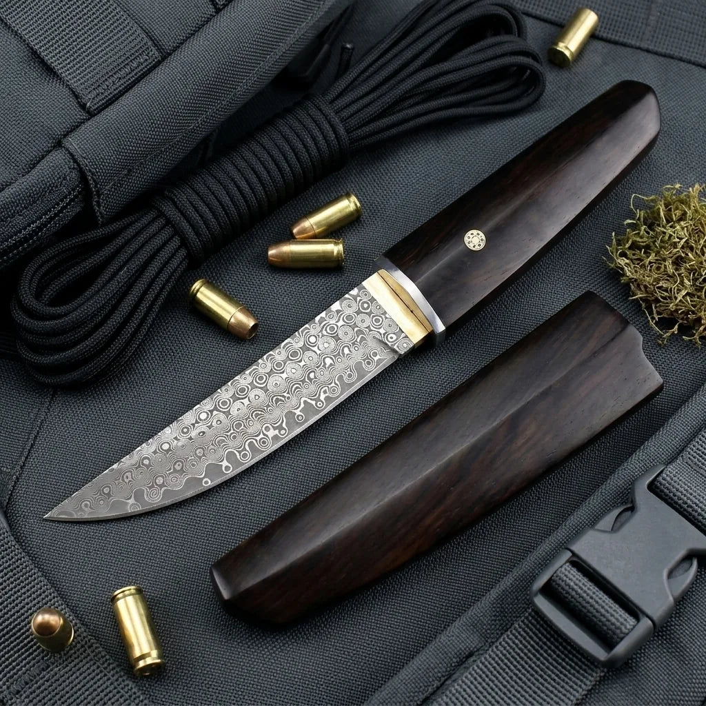 Damascus Straight Knife Raiz Collectible Fixed Blade - 5676