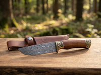 Damascus Hunting Fixed Blade Knife Outdoor EDC - 3664