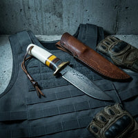Damascus Straight Knife Litt Collectible Fixed Blade - 5214
