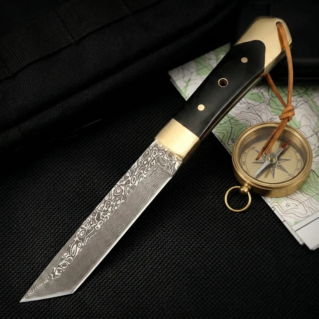 Damascus Straight Knife Upgr Collectible Fixed Blade - 5550