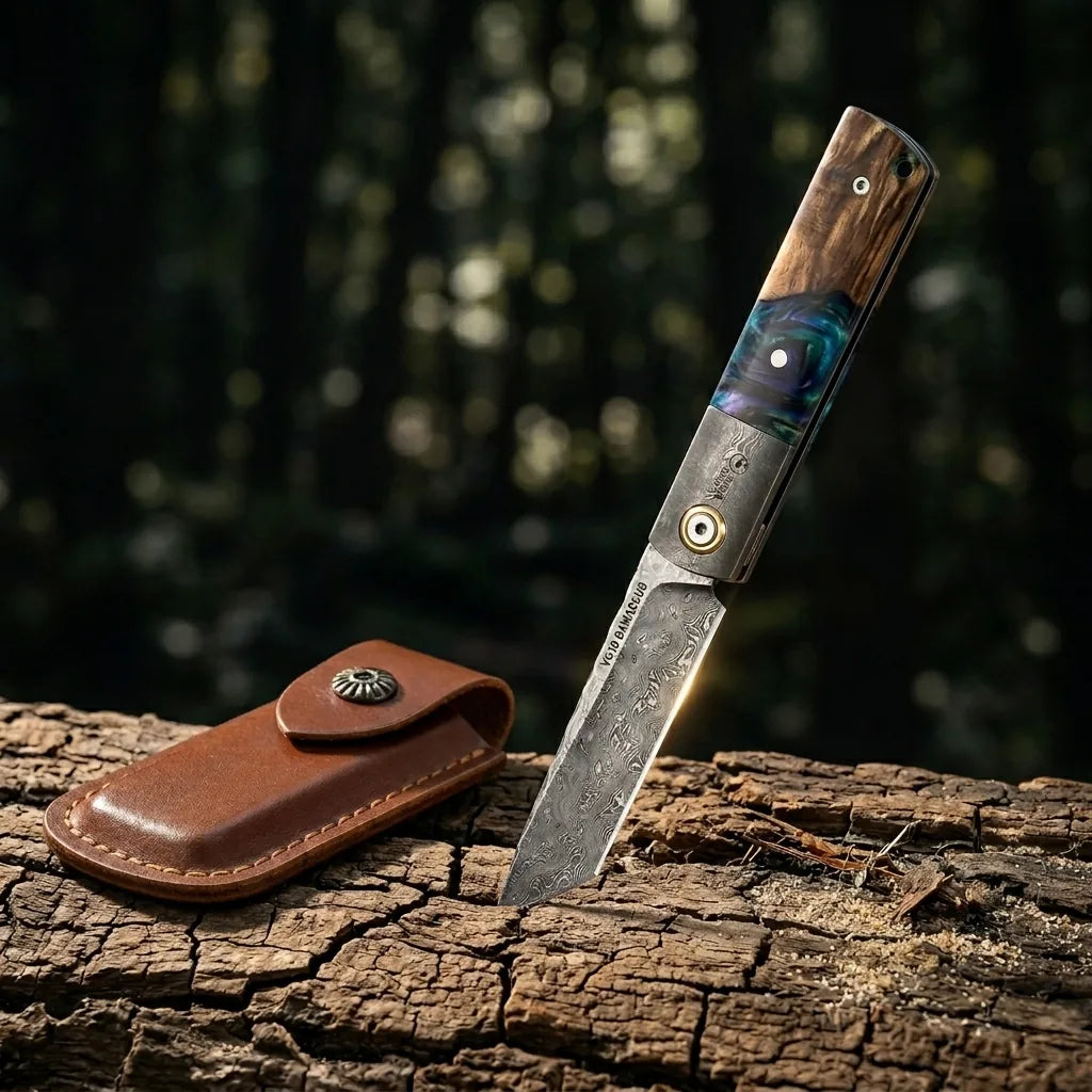 Damascus Folding Knife Xiush EDC Collectible Gift - 6188