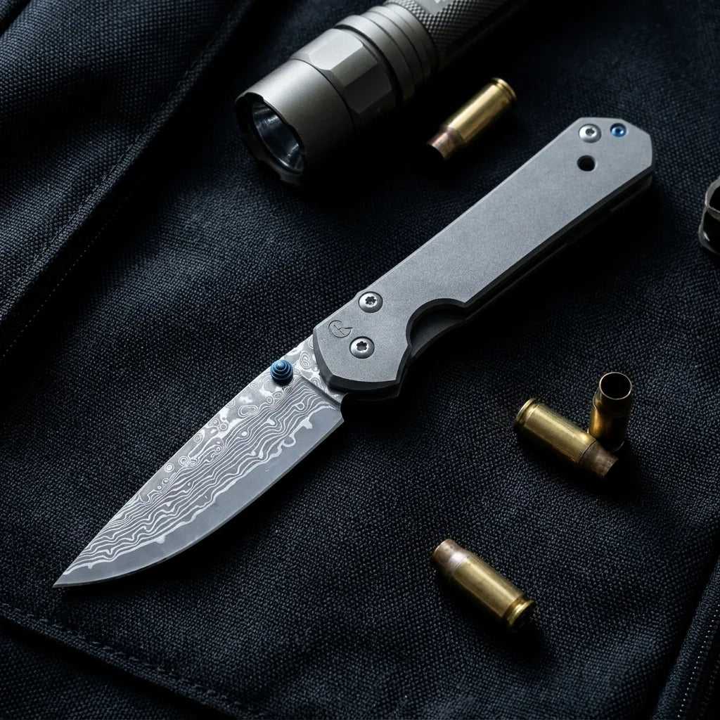 Damascus Folding Knife Chris EDC Collectible Gift - 5384
