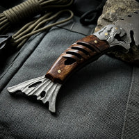 Damascus Fixed Blade Cloud Shark Camping Fixed Knife - 6190