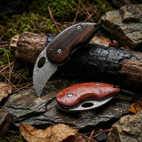 Damascus Folding Knife Bean Mini EDC Collectible Gift - 4231