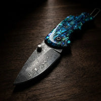 Damascus Folding Knife Damas EDC Collectible Gift - 6451