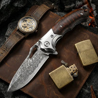 Damascus Folding Knife Arrow EDC Collectible Gift - 5461