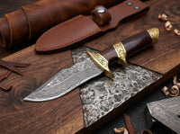 Damascus Hunting Fixed Blade Knife Outdoor EDC - 2936