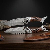 Damascus Fixed Blade Cloud Shark Camping Fixed Knife - 6190