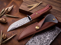 Damascus Folding EDC Knife Rosewood Handle - 4387