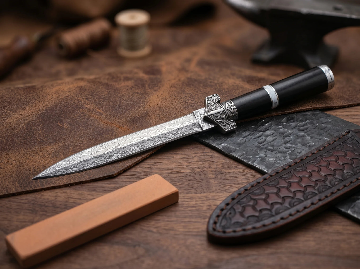 Damascus Mini Katana Display Knife EDC Samurai - 4399
