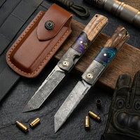 Damascus Folding Knife Xiush EDC Collectible Gift - 6188