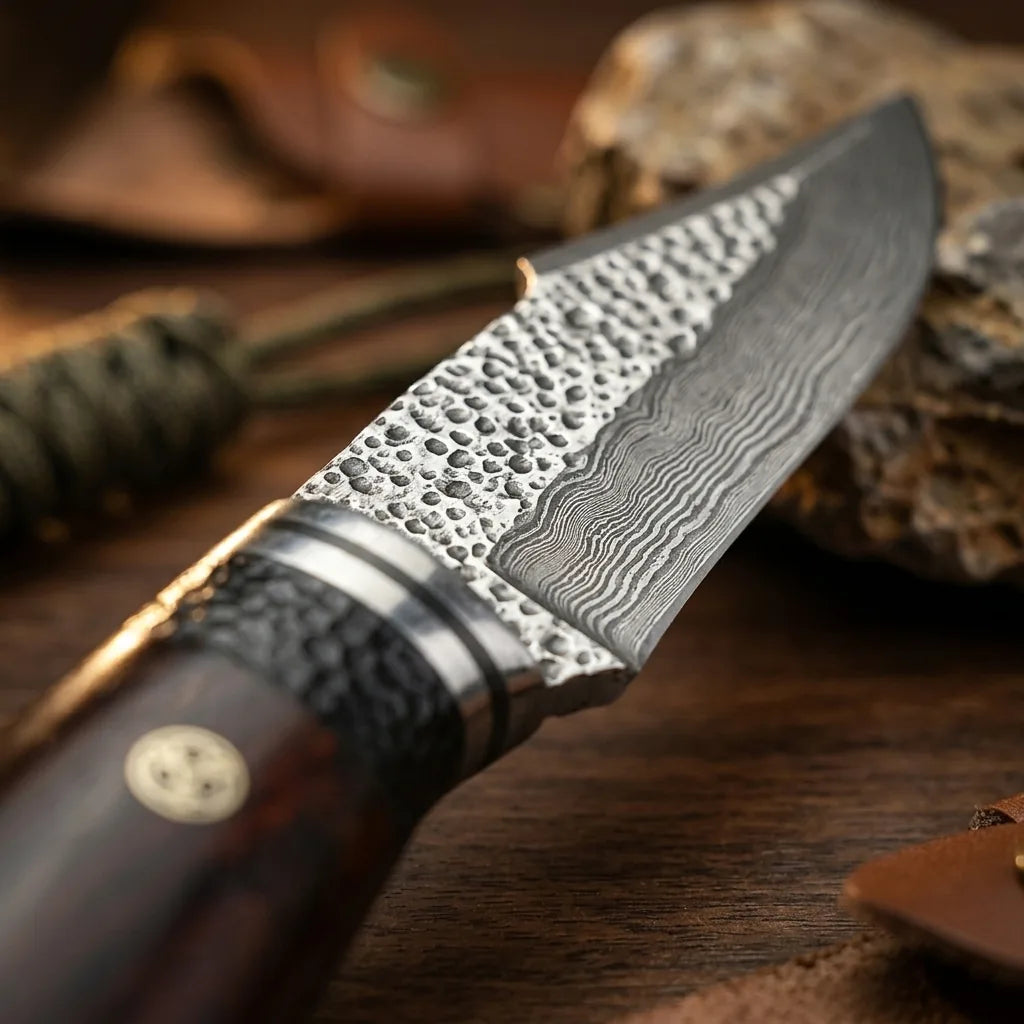 Damascus Straight Knife Blac Collectible Fixed Blade - 5628
