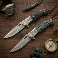 Damascus EDC Folder Golden Eagle EDC Collectible Gift - 7065